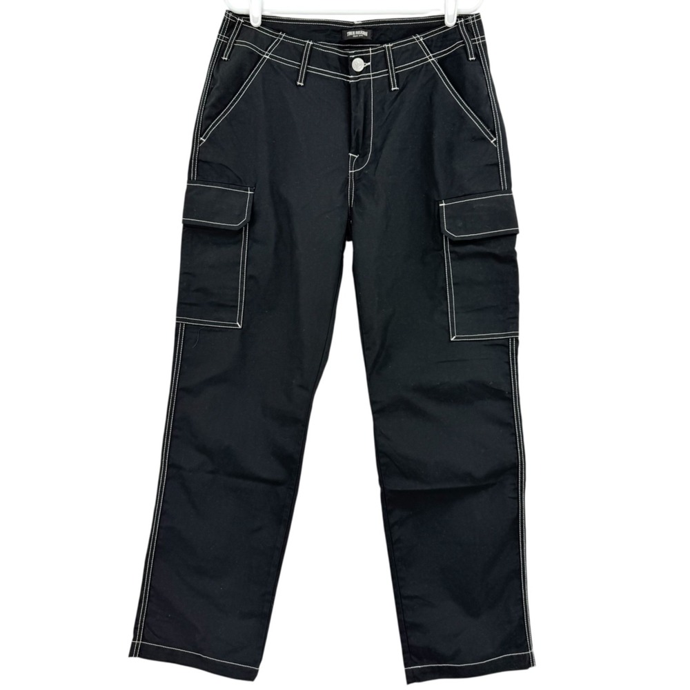 True Religion Men's Straight Leg Outline Jet Black Cargo Pants 32x32 NWT $159.00